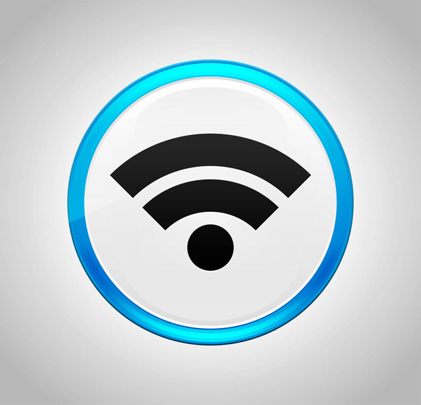 Wifi icon round blue push button - 写真・画像