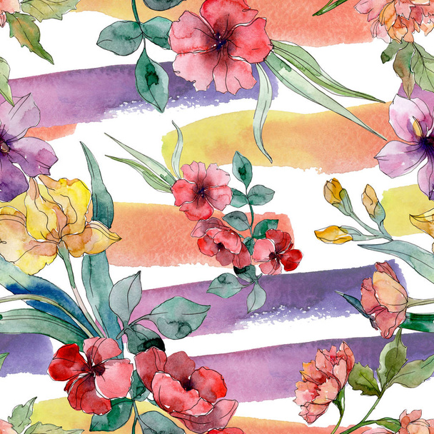 Luxus-Modedrucke mit Wildblumen. Aquarell Hintergrundillustration Set. nahtloses Hintergrundmuster. - Foto, Bild