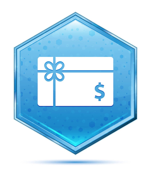 Carte cadeau dollar signe icône cristal bleu hexagone bouton
 - Photo, image