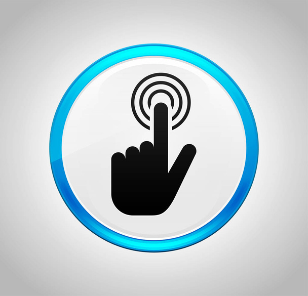 Hand cursor click icon round blue push button - Photo, Image