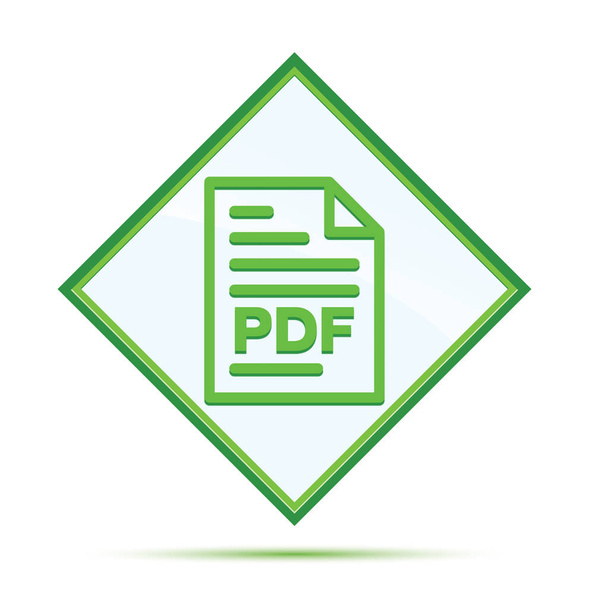 Εικονίδιο σελίδας εγγράφου PDF σύγχρονο αφηρημένο πράσινο διαμάντι κουμπί - Φωτογραφία, εικόνα