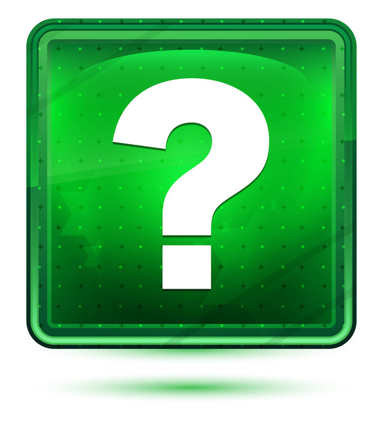 Fragezeichen Symbol neon hellgrünen quadratischen Knopf - Foto, Bild