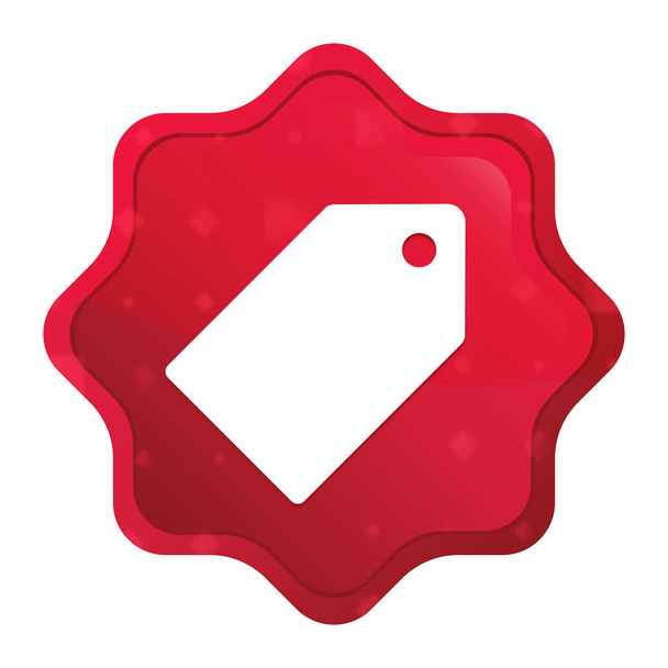 Ikona příznaku v mlhavé růžové tlačítko s červeným hvězdým štítkem - Fotografie, Obrázek