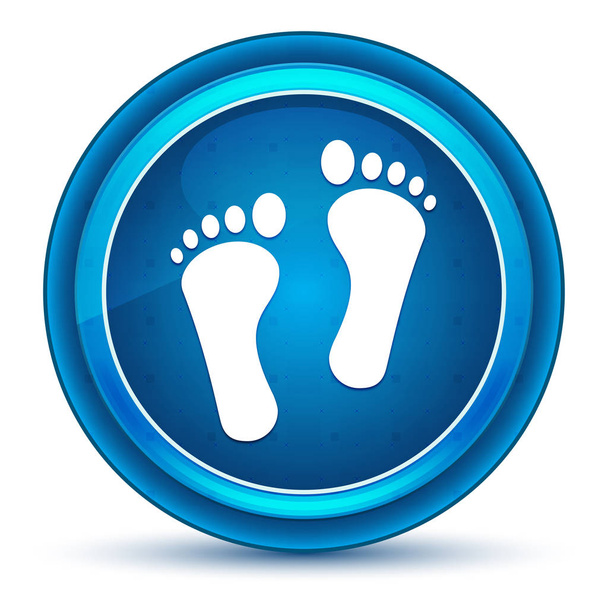 menschliche zwei Fußabdrücke Symbol Augapfel blauer runder Knopf - Foto, Bild