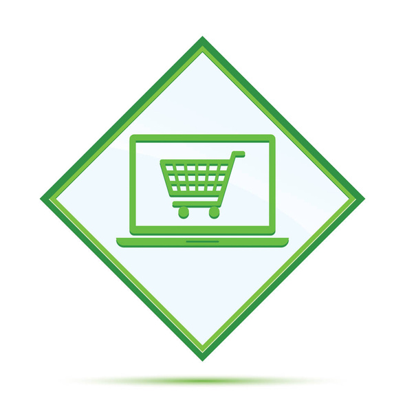 Online καλάθι αγορών εικονίδιο φορητού υπολογιστή σύγχρονο αφηρημένο πράσινο διαμάντι β - Φωτογραφία, εικόνα