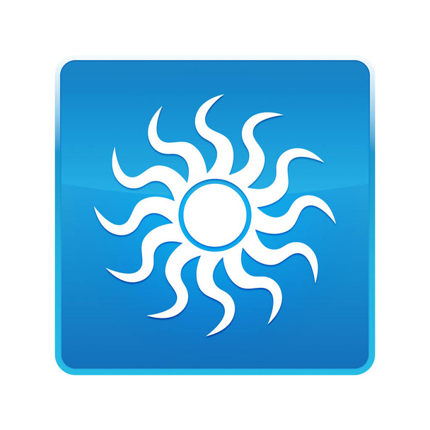 Icono del sol azul brillante botón cuadrado
 - Foto, imagen