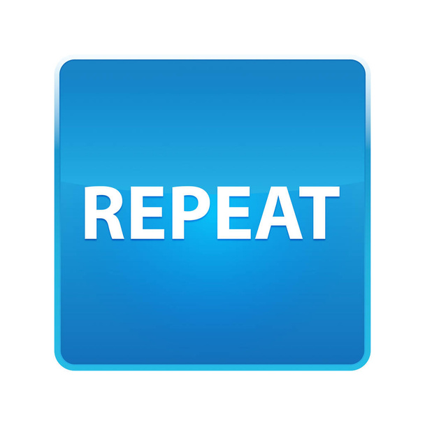 Repeat shiny blue square button - Photo, Image