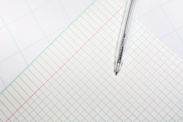 Blue pen in a school notebook - Fotografie, Obrázek