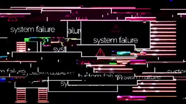 Abstract laptop screen with system damage error messages and signal noise, cyber security concept. Animation. System failure pop ups on the computer monitor change into normally running program. - Footage, Video