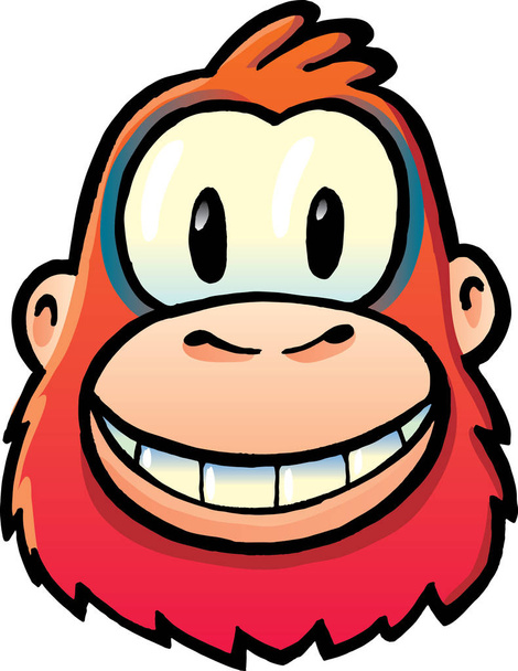 big head of orange orangutan laughs at us - Vector, Image