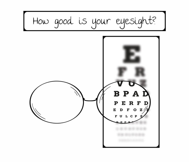 snellen chart for eye test - sharp and blamed
 - Вектор,изображение