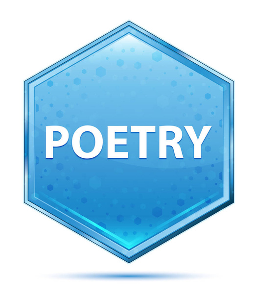 Cristal de poesia botão hexágono azul
 - Foto, Imagem