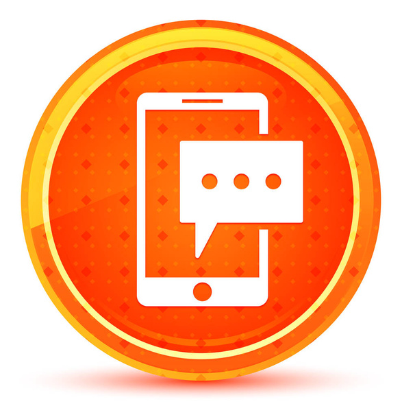 Metin mesajı telefon simgesi doğal turuncu yuvarlak düğme - Fotoğraf, Görsel