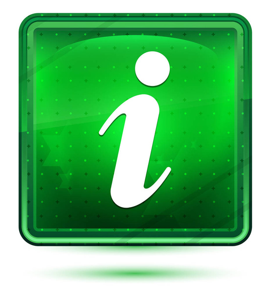 Információs ikon Neonfény zöld négyzet gomb - Fotó, kép