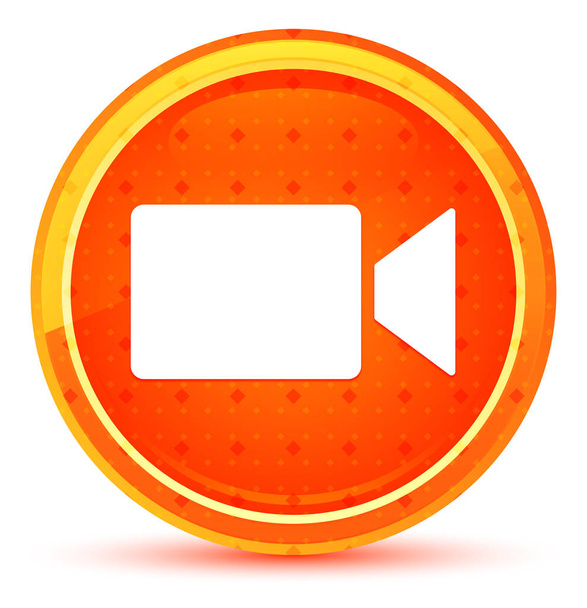 Εικονίδιο βίντεο κάμερα φυσικό πορτοκαλί στρογγυλό κουμπί - Φωτογραφία, εικόνα