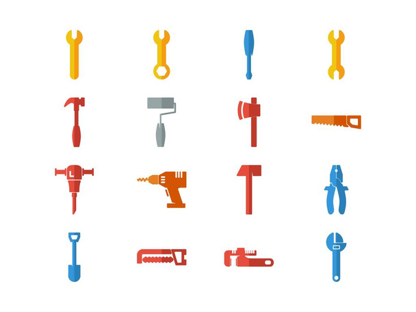 zestaw ikon wektora płaskiego narzędzia roboczego - Wektor, obraz