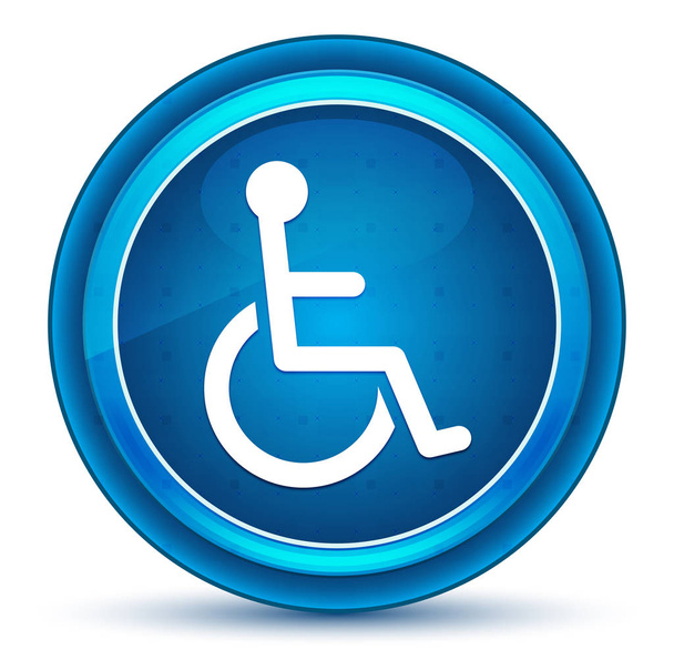 Icône handicap fauteuil roulant globe oculaire bouton rond bleu
 - Photo, image