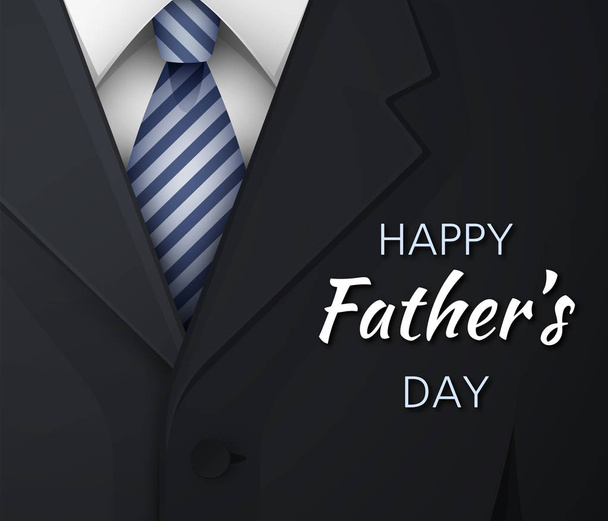 Happy Fathers Day wenskaart met stropdas en mens pak - Vector, afbeelding