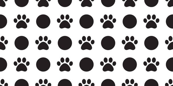 Dog Paw seamless pattern vector polka dot footprint pet scarf isolated cartoon cat repeat wallpaper tile background - Вектор,изображение