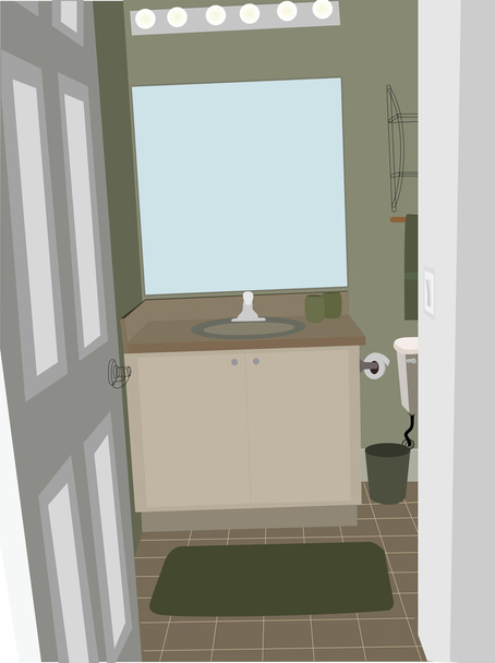 Ванная комната под углом со стилизованным аксессуаром
 - Вектор,изображение