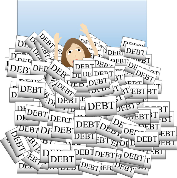 Drowning in Debt - Vector, Image