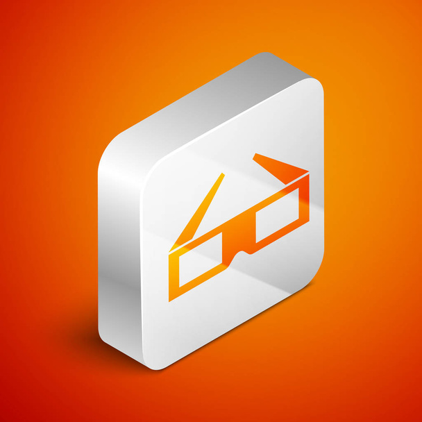 Izometrikus 3D moziüveg ikon izolált narancssárga háttér. Ezüst négyzet gombot. Vektoros illusztráció - Vektor, kép