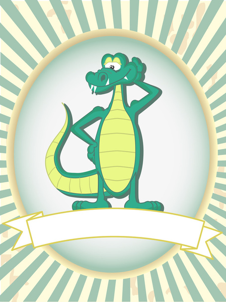 Green cartoon posing alligator blank pro - Vector, Image
