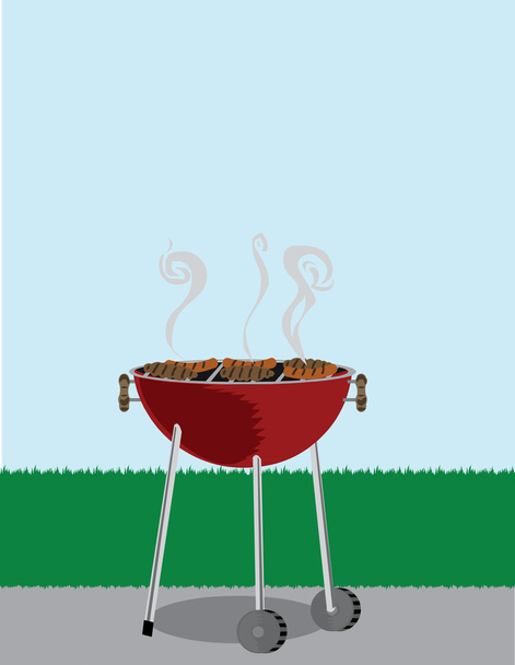 BBQ grill outside covered with cooking h - Vector, Image