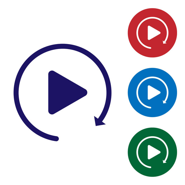 Bouton de lecture vidéo bleu comme simple icône de replay isolé sur fond blanc. Définir l'icône de couleur dans les boutons cercle. Illustration vectorielle
 - Vecteur, image