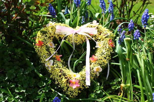 romantic heart in spring flowers - Photo, Image