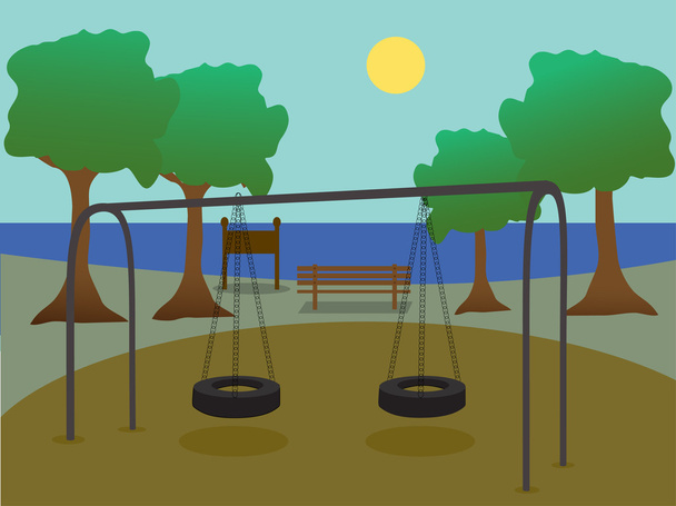 Парк с детской площадкой
 - Вектор,изображение
