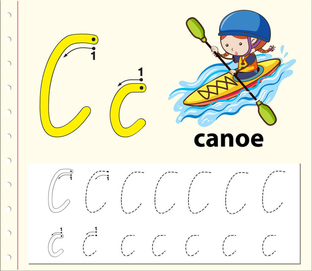 Γράμμα C ιχνοφύλλων αλφαβήτου - Διάνυσμα, εικόνα