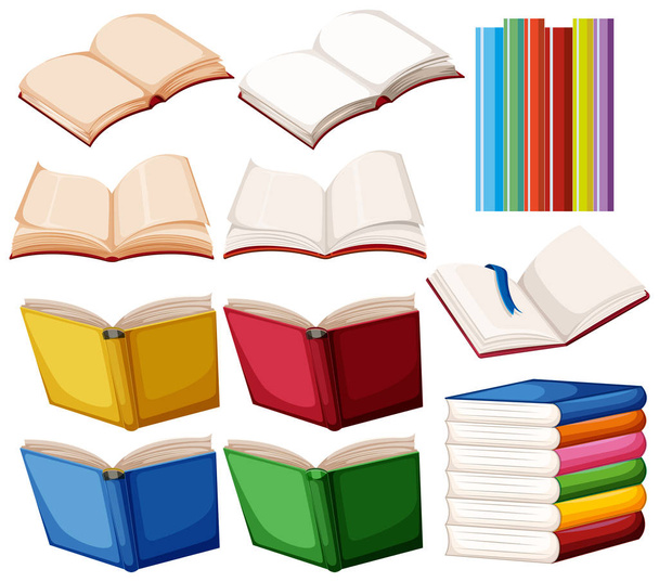 Set of book on white background - Vector, Image