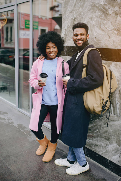 Black couple in a city - Photo, image