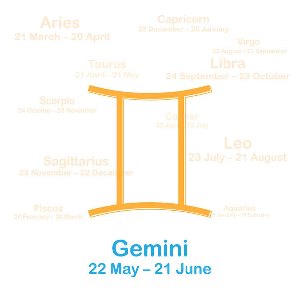 Zodiac sign gemini. Vector illustration on white background. - Vektor, kép