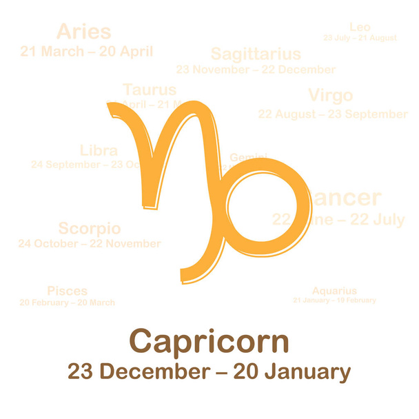 Zodiac sign capricorn. Vector illustration on white background. - Vektör, Görsel