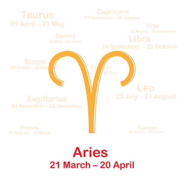 Zodiac sign aries. Vector illustration on white background. - Vector, afbeelding