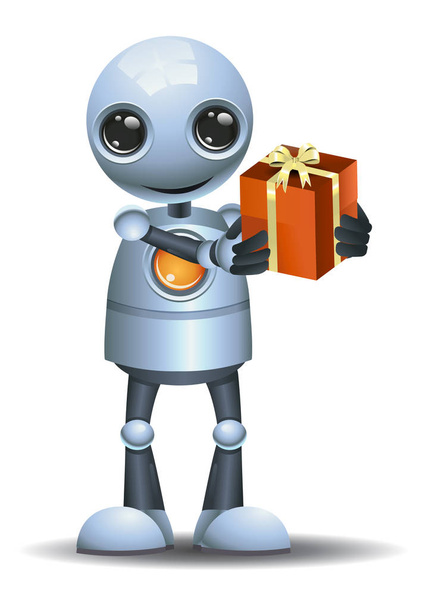 Mały robot dając prezent - Zdjęcie, obraz