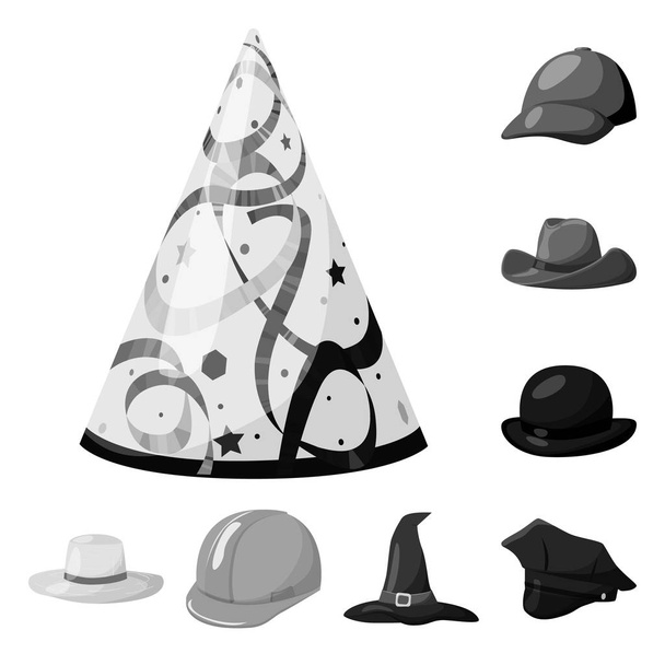 Vector illustration of hat and helmet icon. Collection of hat and profession stock symbol for web. - Διάνυσμα, εικόνα