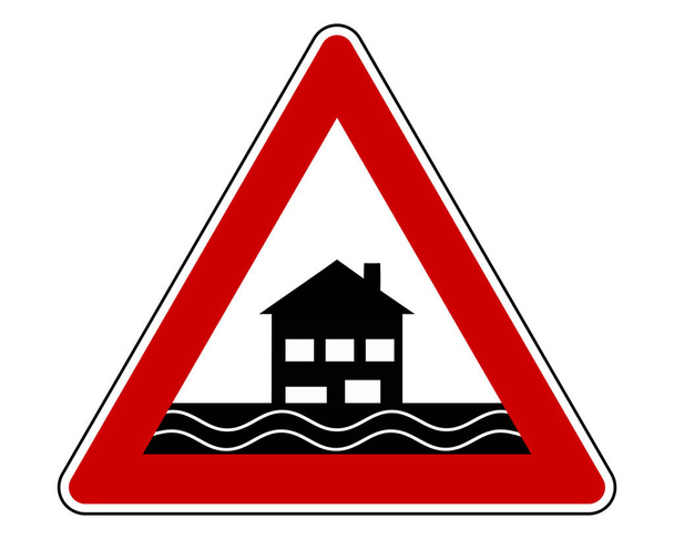 Forgalom figyelmeztető jel árvíz fehér - Vektor, kép