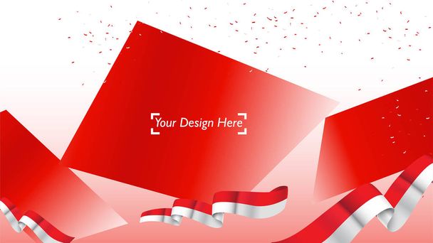 Indonesian patriotic background template with empty space for text, design, Holidays, Independence Day. Welcome to Indonesia concept - Vector - Вектор,изображение