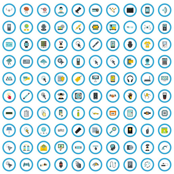 Set di 100 icone dell'innovazione tecnica, in stile piatto
 - Vettoriali, immagini