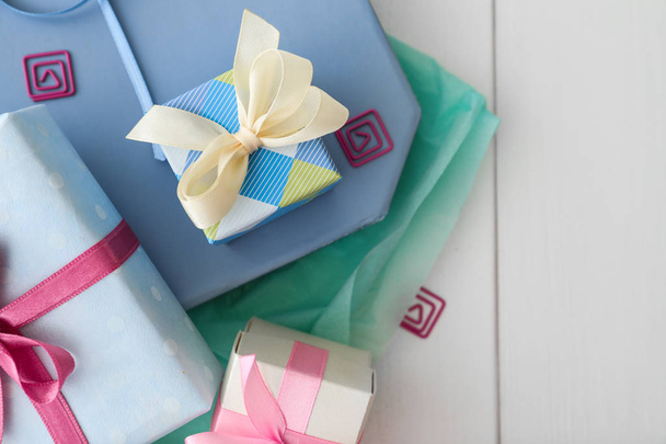 Different gift boxes on white table - Photo, Image