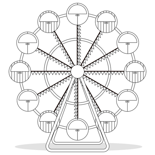 Чертово колесо для раскраски
 - Вектор,изображение