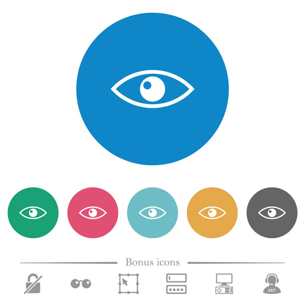 Eye platte ronde iconen - Vector, afbeelding