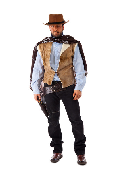 Gunman in the old wild west on white background - Foto, afbeelding
