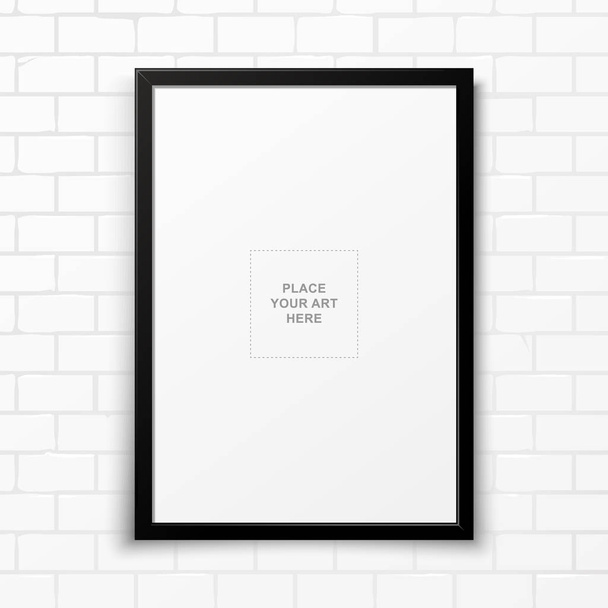Blank Frame on White Brick Wall Vector - Vector, Image