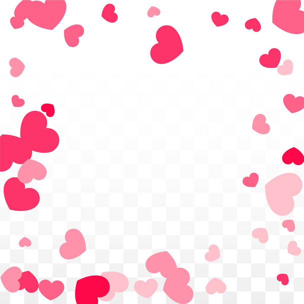 Hearts Confetti Düşen Arkaplan. Sevgililer Günü şablonu. Romantik Dağılmış Kalpler Tasarım Elementi. Sevgi. Tatlı bir an. Hediye. Satış ya da Kutlama için Sevimli Tasarım Elemanı. - Vektör, Görsel