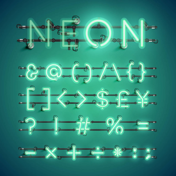 Жовтий реалістичний набір неонових символів з дротами та консоллю, вектор
 - Вектор, зображення