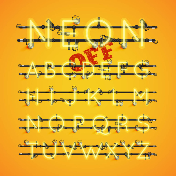 Жовтий реалістичний набір неонових символів з дротами та консоллю, вектор
 - Вектор, зображення